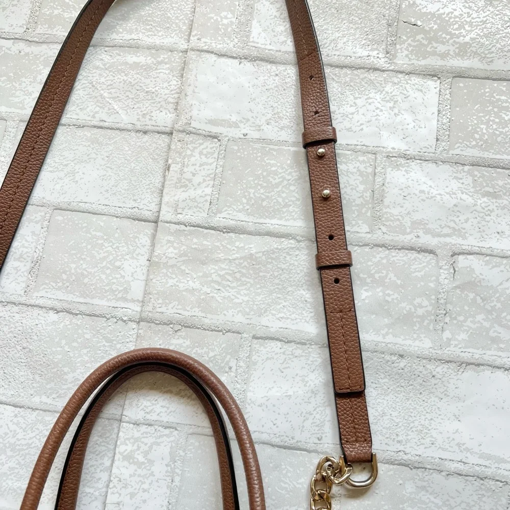 Michael Kors Mercer Medium Dome Satchel Bag Brown Leather with Shopping Bag